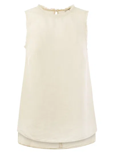 Peserico Sleeveless Linen Top In Sand