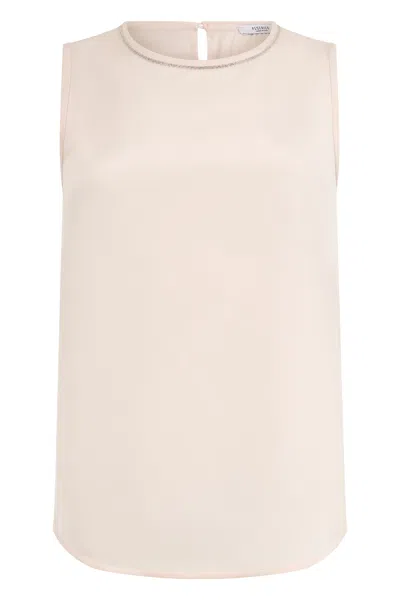 Peserico Sandy Colored Blouse Without Sleeves, Light And Versatile. In Neutral