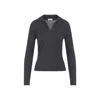 Peserico Fitted Long-sleeve Knit Top With Ribbed Texture And Deep V-neck In Black