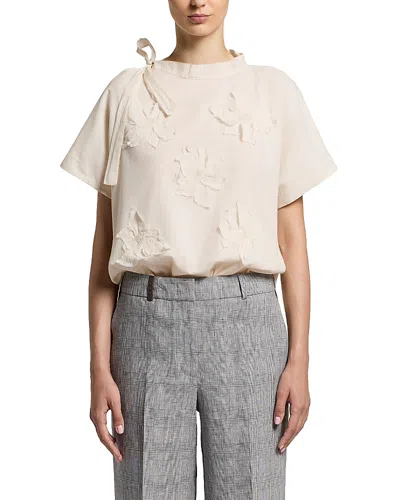 Peserico Sash Neck Applique Top In Neutral