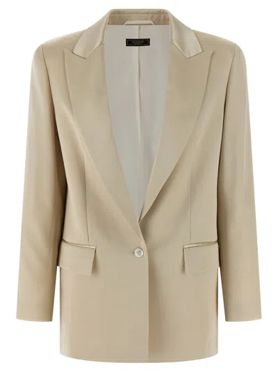 PESERICO SATIN BLAZER BLAZERS BEIGE