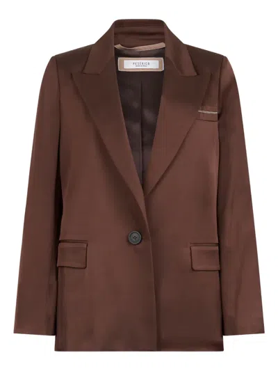 Peserico Satin Blazer In Brown