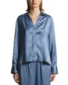 Peserico Satin-panelled Shirt In Blue
