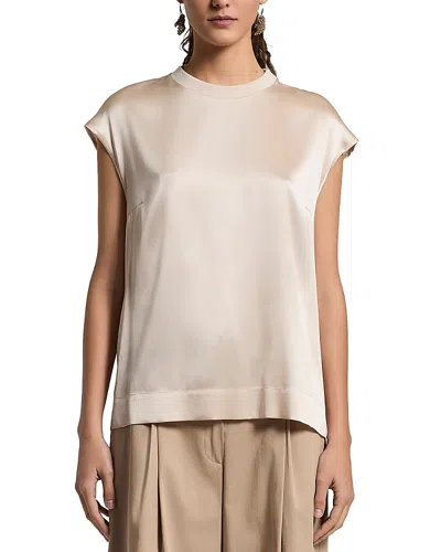 Peserico Satin Cap Sleeve Tee In Neutral