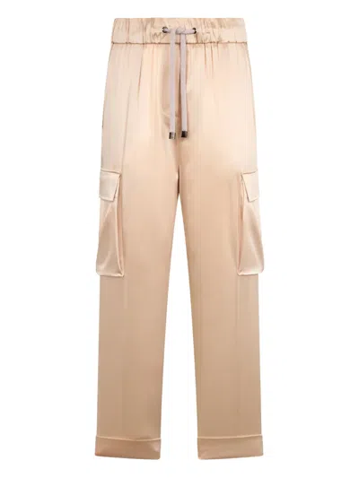 Peserico Satin Cargo Pants In Neutral