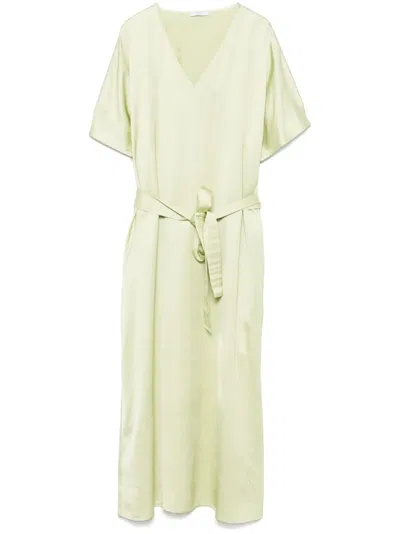 Peserico Satin Midi Dress In Green