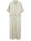 Peserico Satin Midi Dress In Green