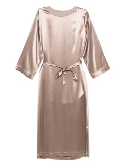 Peserico Satin Midi Dress In Neutral