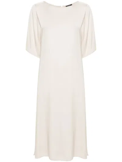 Peserico Satin Midi Dress In Neutrals