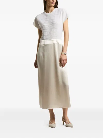 Peserico Satin Midi Dress In White