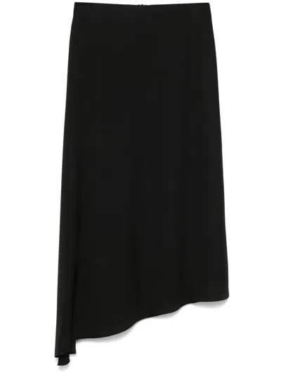 Peserico Satin Midi Skirt In Black