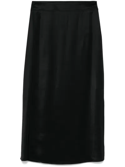 Peserico Satin Midi Skirt In Black