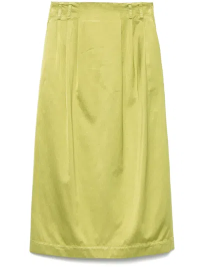 Peserico Satin Midi Skirt In Green