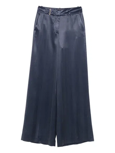 Peserico Satin Pants In Blue