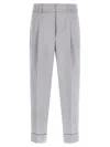 Peserico Pleated-front Satin Trousers In Gray