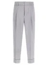 Peserico Pleated-front Satin Trousers In Gray