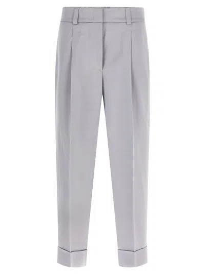Peserico Satin Pants In Gray