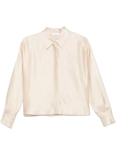 Peserico Chain-trimmed Sheer Shirt In Neutrals