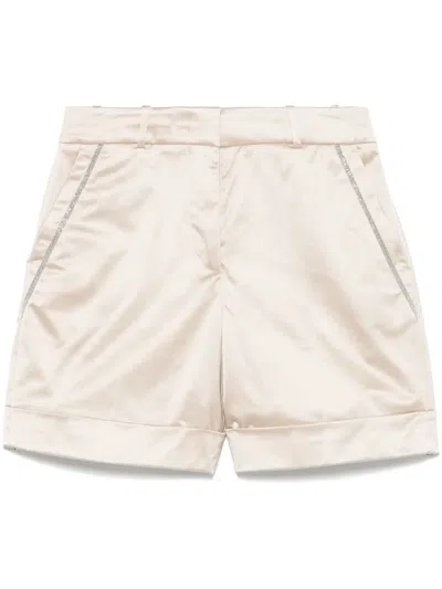 Peserico Satin Shorts In Neutrals