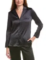 Peserico Satin Silk-blend Shirt In Black