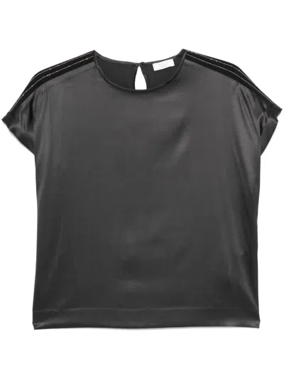 Peserico Satin T-shirt In Blue