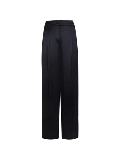 Peserico Satin Tailored Wide-leg Trousers In Black