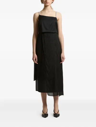 Peserico Satin-top Midi Dress In Black