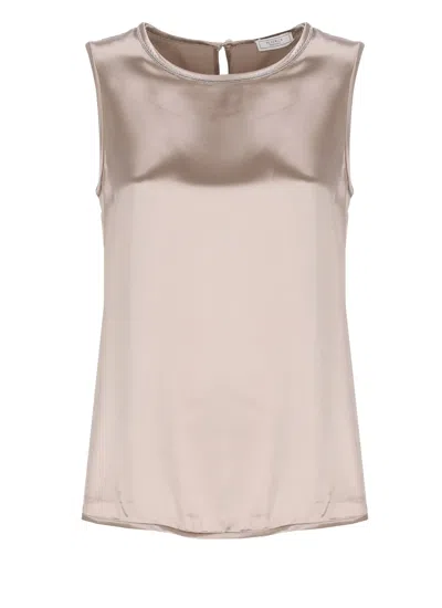 Peserico Sleeveless Top With Keyhole Back Design In Neutral