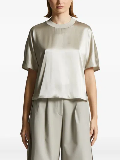 PESERICO SATIN-TRIMMED BOXY TOP
