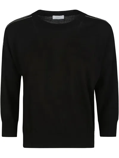 Peserico Satin-trimmed Jumper In Black