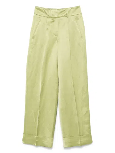 Peserico Satin Trousers In Green