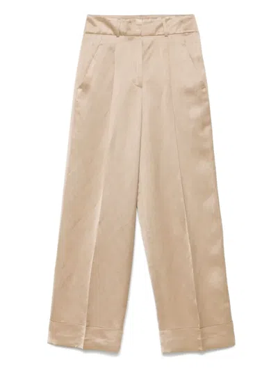 Peserico Satin Trousers In Neutrals