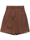 Peserico Satin Twill Shorts In Brown