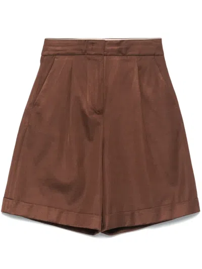 Peserico Satin Twill Shorts In Brown