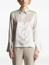 Peserico Satin Wide-cuff Shirt In Neutral