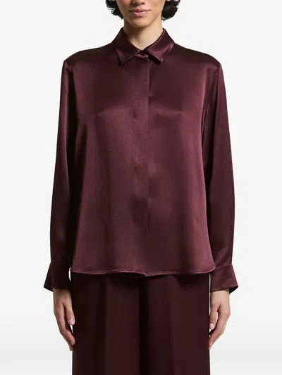 Peserico Satin-finish Concealed-fastening Shirt In Red
