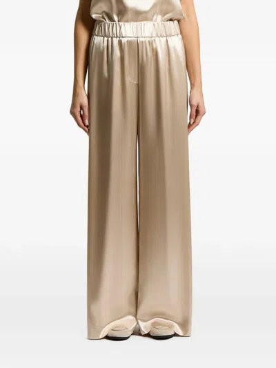 Peserico Satin-finish Elasticated-waistband Palazzo Pants In Brown