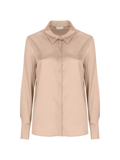 Peserico Satin-finish Long-sleeve Shirt In Neutral