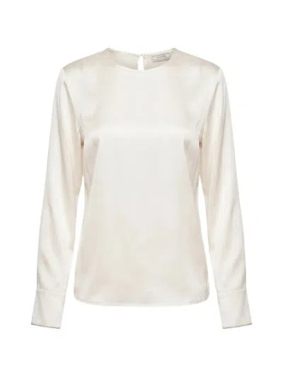 Peserico Satin-finish Long-sleeve Top In White