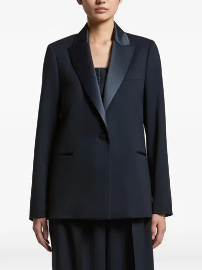 Peserico Satin-lapel Single-breasted Blazer In Blue
