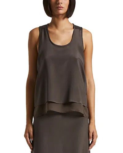 Peserico Scoop Neck Layered Camisole In Ebony