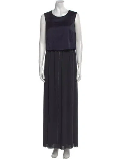 Pre-owned Peserico Scoop Neck Long Dress In Black