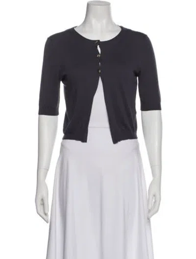 Pre-owned Peserico Scoop Neck Three-quarter Sleeve Crop Top In White