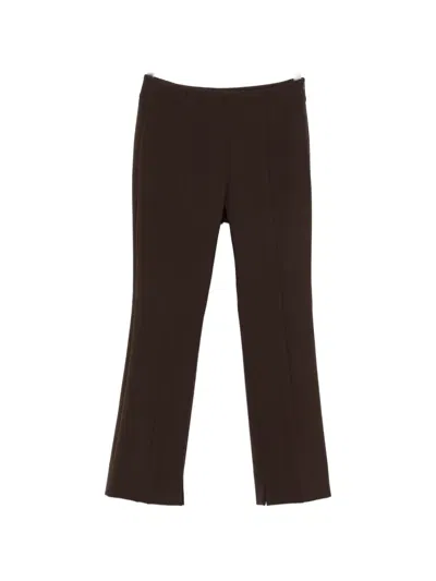 Peserico Seam-detail Side-slit Trousers In Brown