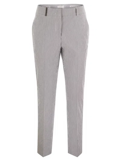 Peserico Seersucker Cotton Cigarette Trousers