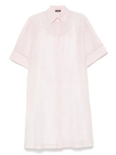 Peserico Semi-sheer Midi Dress In Pink