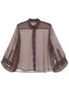 Peserico Semi-sheer Shirt In Brown