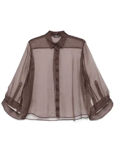 Peserico Semi-sheer Shirt In Brown