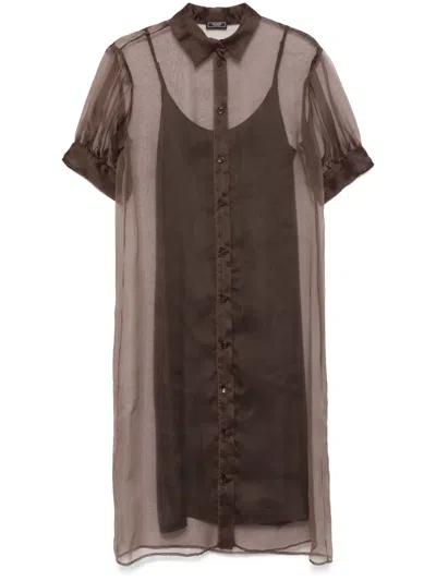 Peserico Semi-transparentes Hemdkleid In Braun