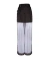 Peserico High Waist Wide Leg Trousers With Sheer Overlay In Black